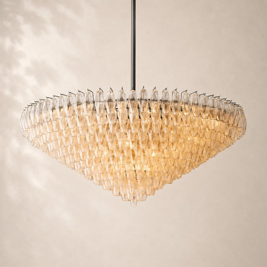 Chivara Clear Glass Tiered Round Chandelier 62"