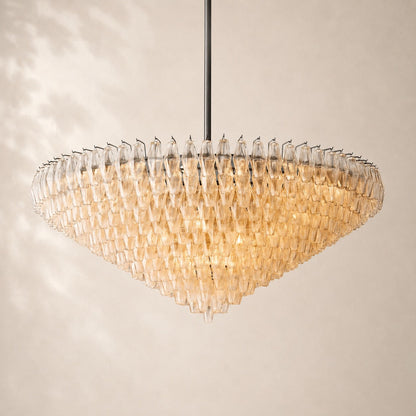 Chivara Clear Glass Tiered Round Chandelier 62"